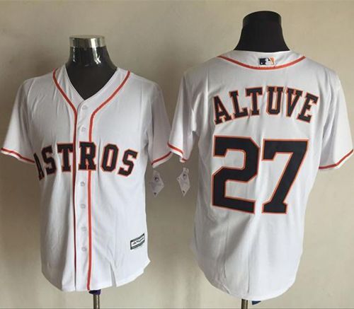Astros #27 Jose Altuve White New Cool Base Stitched MLB Jersey - Click Image to Close